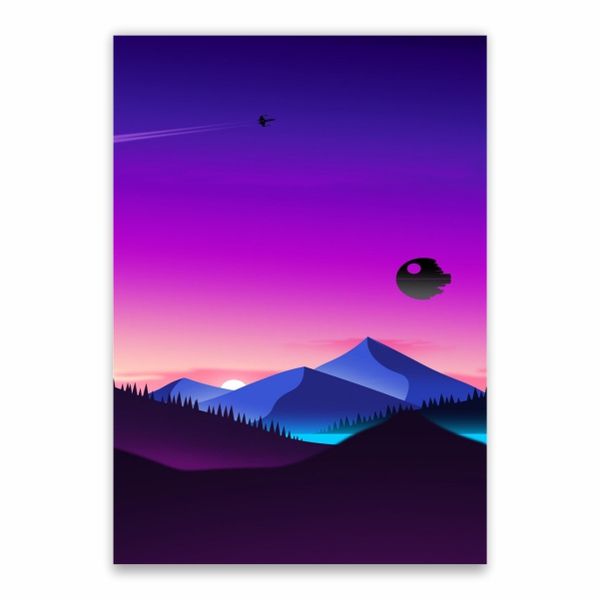 Star Wars Landscape And Death Star Poster - A1