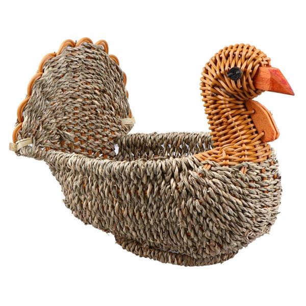 Home Decor Novelty Ratten Turkey Bread Serving Basket - 18cm