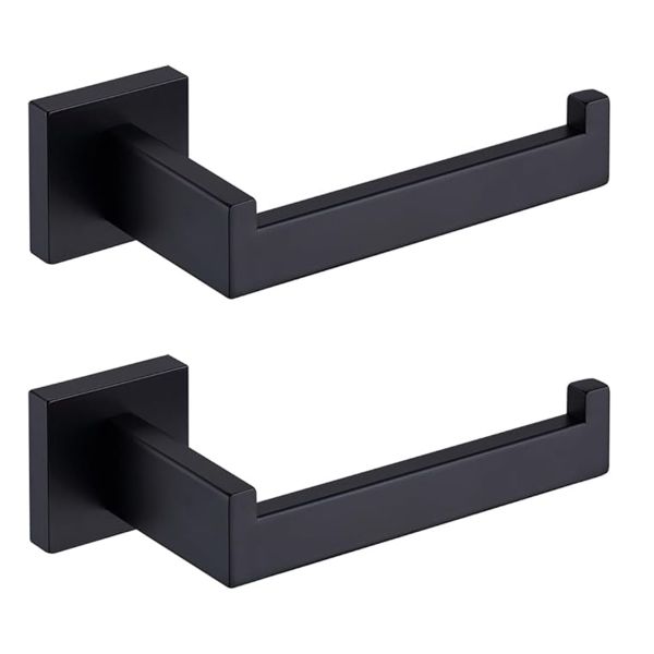 Square Stainless Toilet Paper Roll Holder Wall Mounted for Bathroom 2Pieces