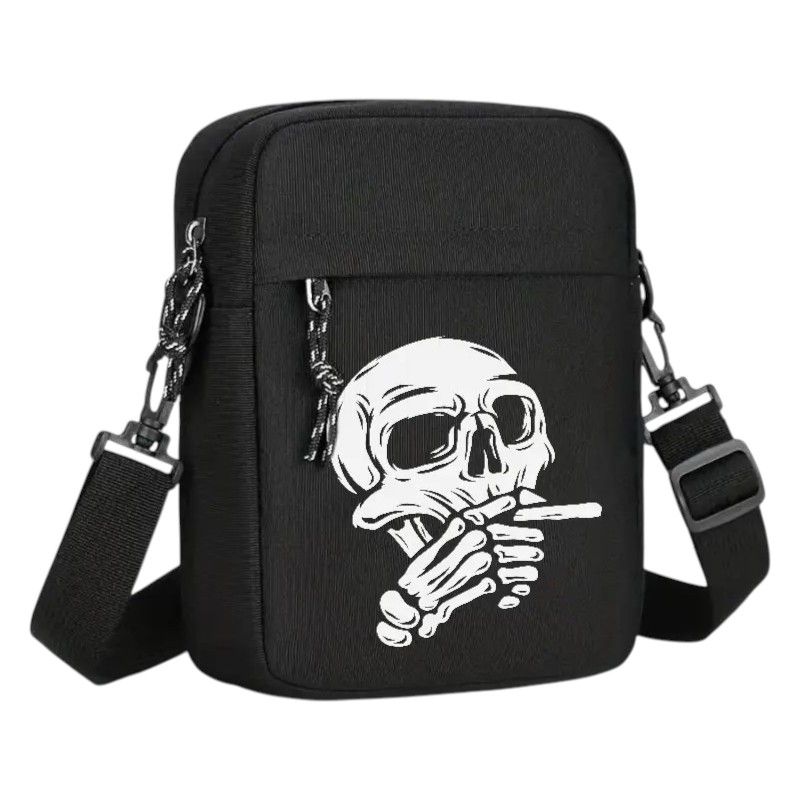 Smoking Skull Print Crossbody Bag