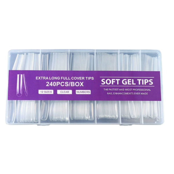 240 Pieces Pendant Coffin Drip Glue Nails - Semi Acrylic Full Cover Set