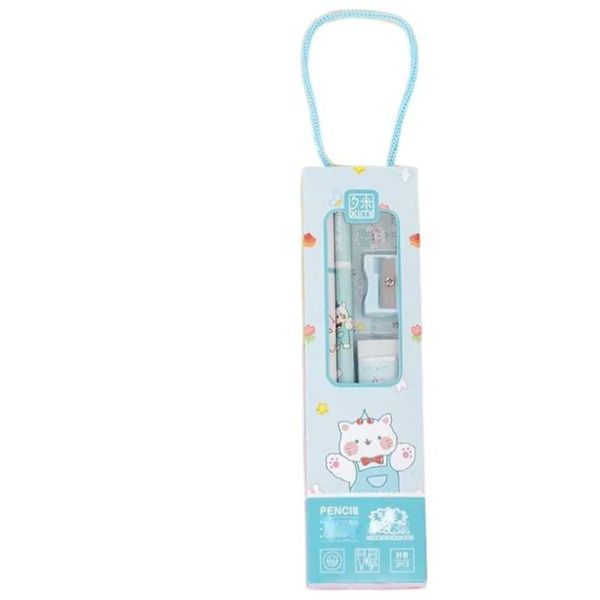 Colourful 5-Piece Stationery Set - Pencils, Ruler, Sharpener &amp; Eraser