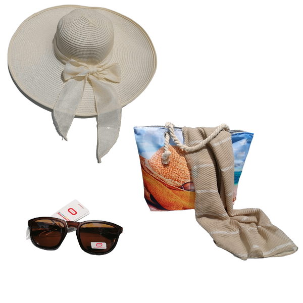 Classic Sunhat, Beach Bag, Sun Glasses and Scarf - Combo Pack