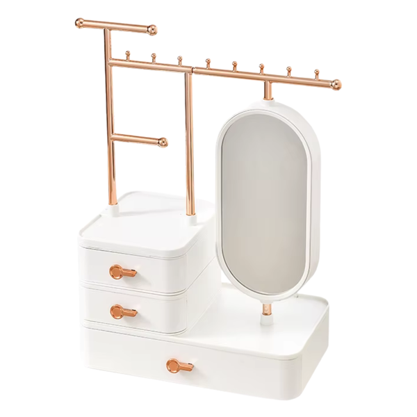 Mellon Moon Jewellery Organiser with Rotating Mirror &amp; 3 Drawers