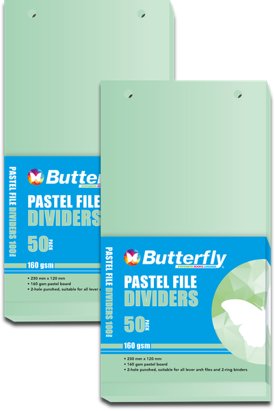 Strip File Divider - 160Gsm Pastel - 50 Pack (Green) X2