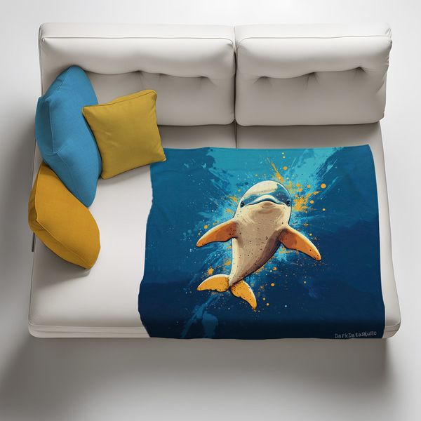Dolphin Light Weight Fleece Blanket by Wikus Schalkwyk