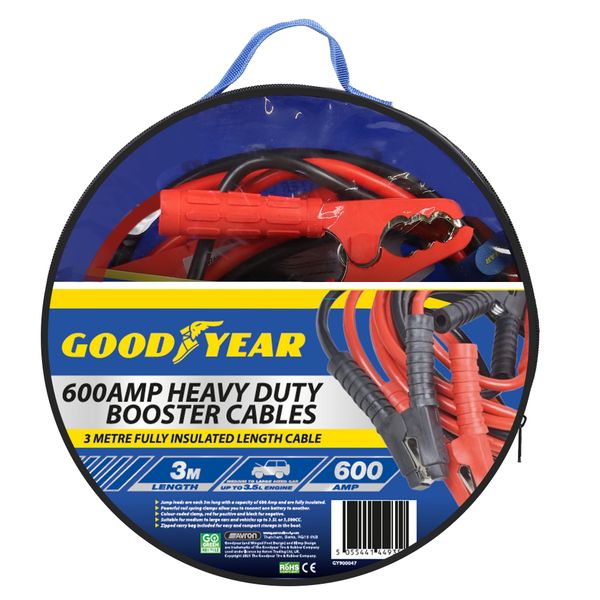 Goodyear 600AMP 3m Jump Start Booster Cables