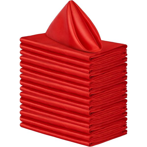 16 Pack Square Satin Napkin, Bright Silk Table Napkin for Party Decoration