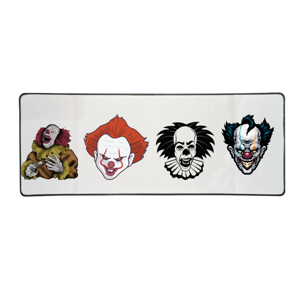 Katz Designs - Long Desk Mouse Pad - Clowns Scary