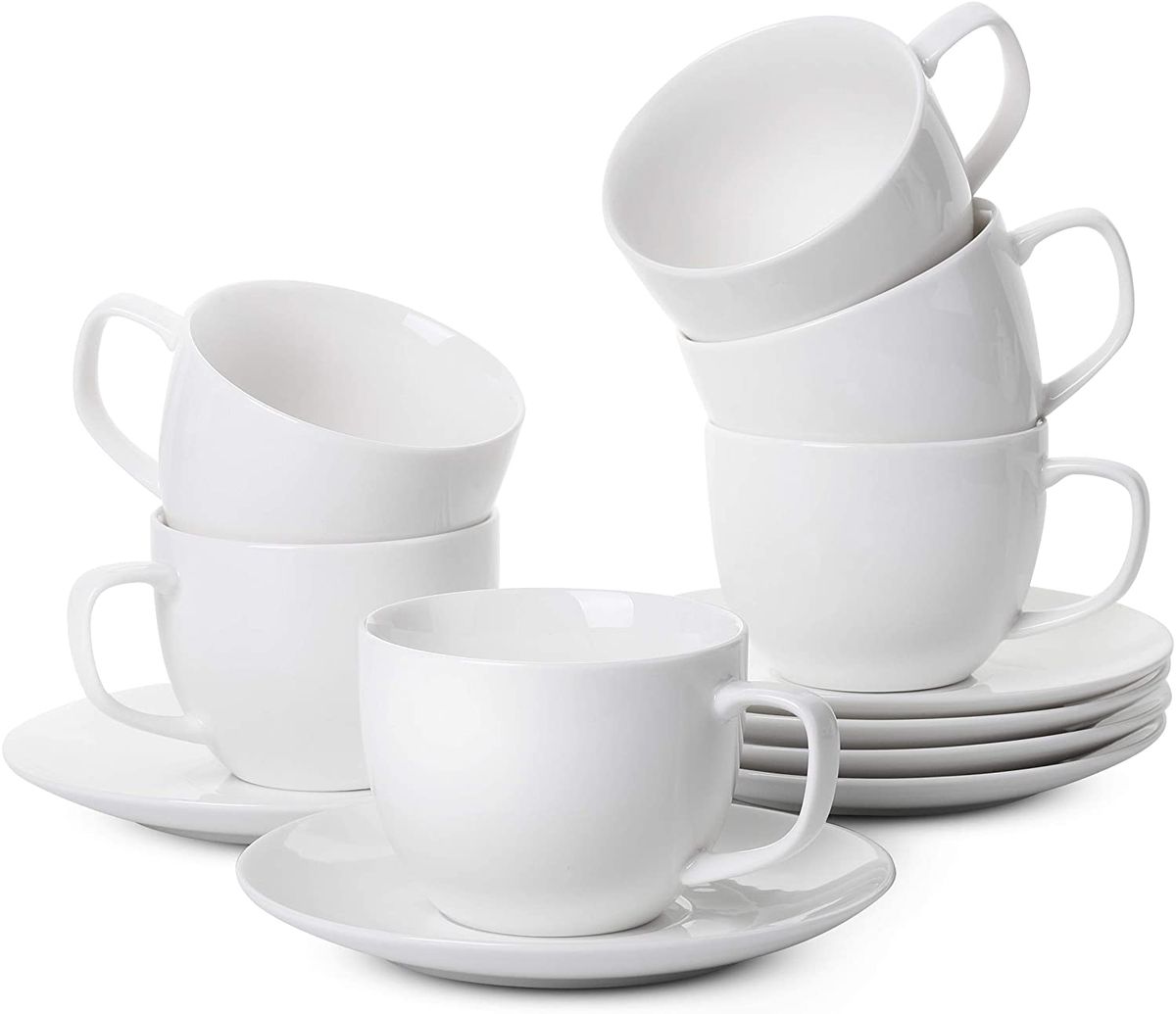 White Porcelain Tea Cups and Saucers, Set of 6 (7 oz) Shop Today. Get