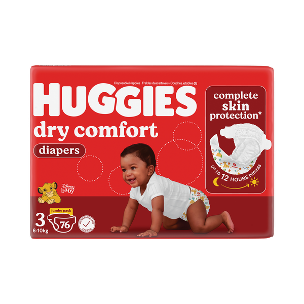 Huggies Dry Comfort - Size 3 ( 6-10kg) Jumbo Pack - 76 Nappies