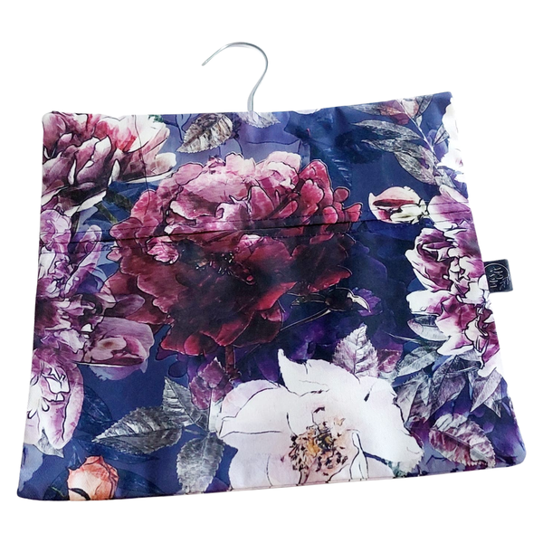 Deep Pink and White Flowers Navy Washing Pegs Bag