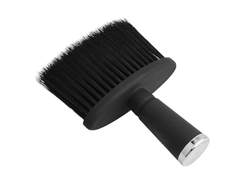 Neck Brush With Black Bristle &amp; Silver Edging - Perfect For Barbers &amp; Salon