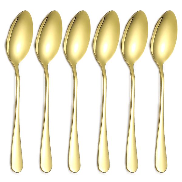 Set of 6 - Stainless steel Gold Yellow Dinner Spoons