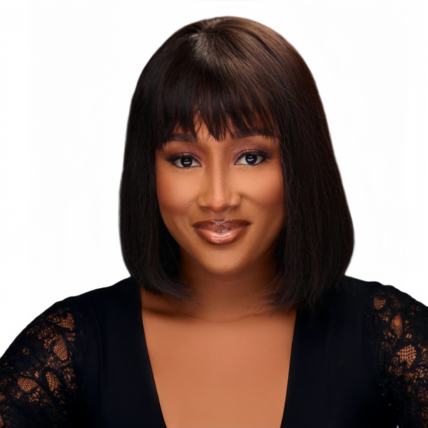 Eligababy 10-inch Straight Short Fringe Bob Wig Human Hair