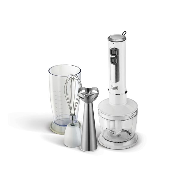 Black+Decker 400W 4 in 1 Stainless Steel Stem Hand Blender, Chopper+Whisk