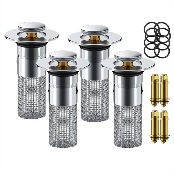 4 Pcs Drain Stopper Stainless Steel Floor Drain Filter Compatible with None