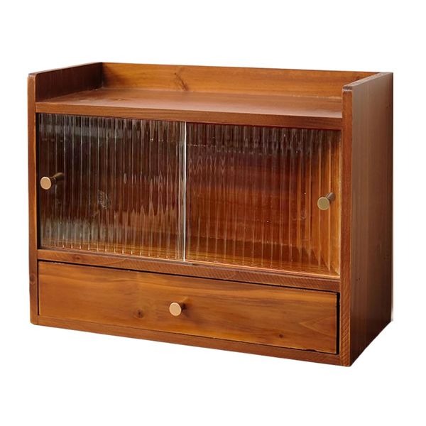 Decor Wooden Clear Plastic Door Desktop Storage Organizer -42cm