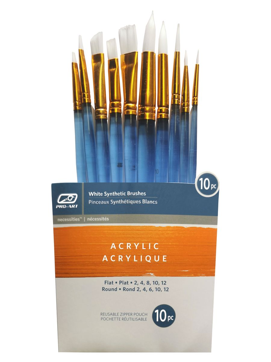 PROART White Synthetic Acrylic Brush Set 10pc Shop Today. Get it