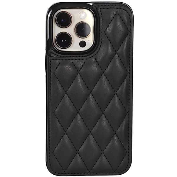 Solid Black - PU Leather Phone Case with Card Holder for Iphone 14 Pro Max