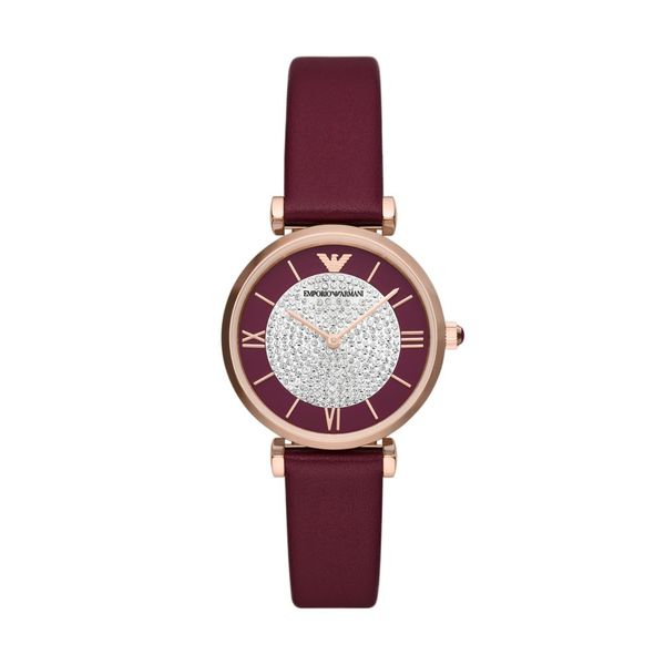 Armani Gianni T-Bar Womens Red Leather Watch-AR11487