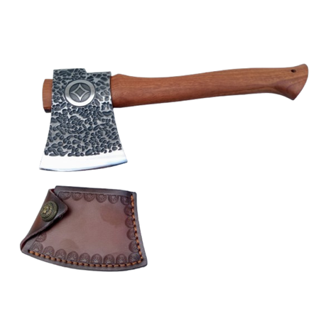 Axe Forged Hatchet Survival Axe Wood Splitting Axe with Leather Sheath Image