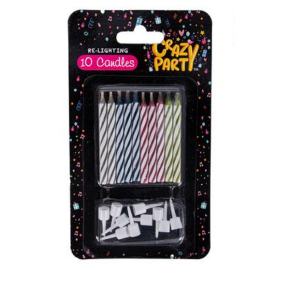 Crazy Party - 10 Pack Candles With Holder