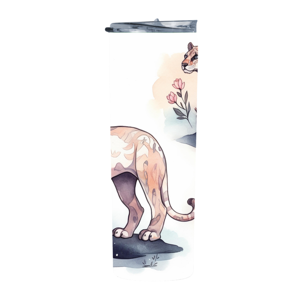 MOUNTAIN LION Watercolor 20 Oz Straight Skinny Tumbler 235