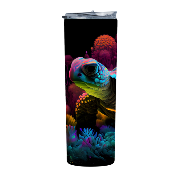 Floral Turtle Neon 3 20 Oz Straight Skinny Tumbler 007