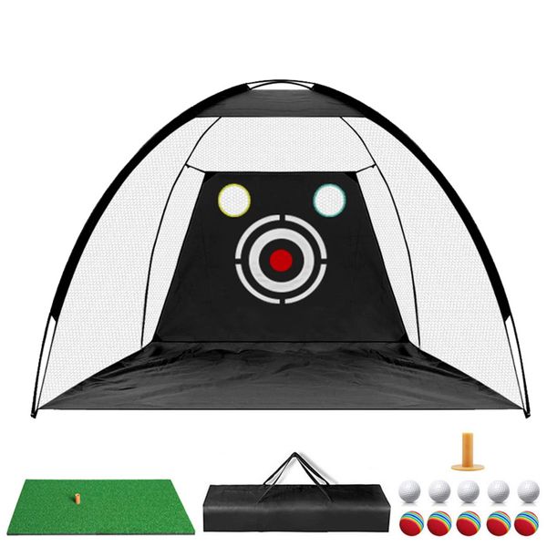 Golf Practice Net Set with Tri-Turf Hitting Mat, Indoor &amp; Backyard Training