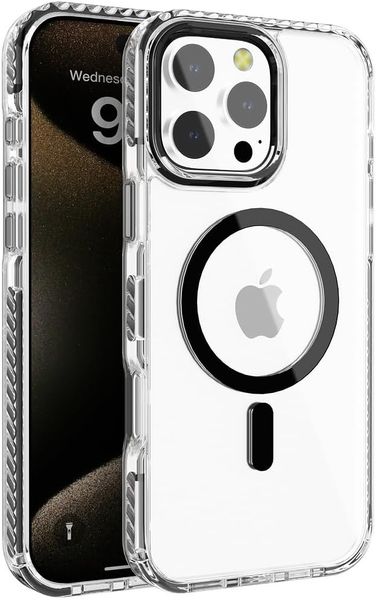 TUFF-LUV Tough Acrylic 2 Tone Magnetic Magsafe Case Compatible with Apple iPhone 16 Plus - Black