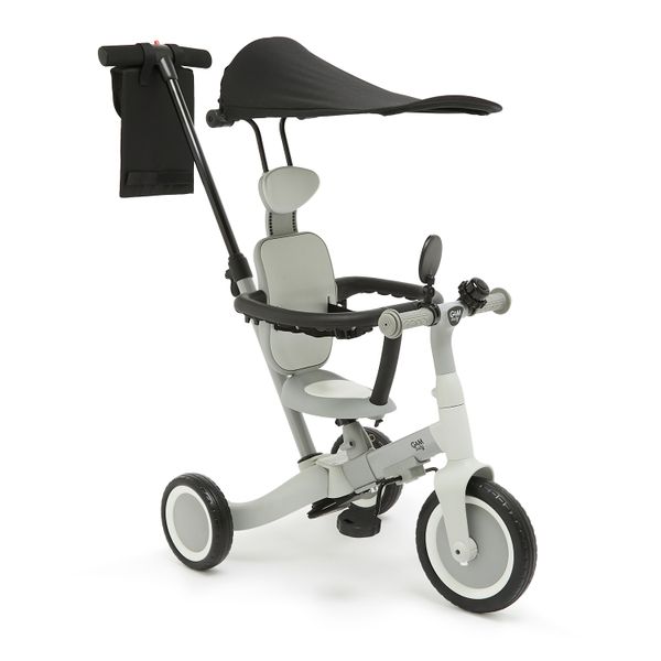 George &amp; Mason Baby - 4-in-1 Multifunctional Trike Bike with Backrest, Canopy &amp; Push Bar - Grey