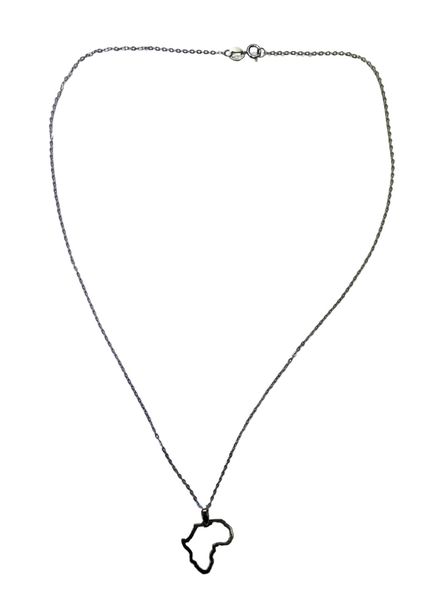 Sterling Silver Africa Map Design Pendant Necklace