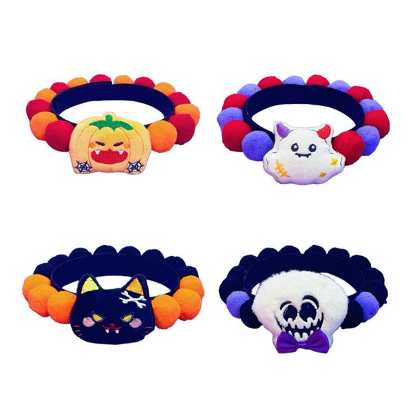 Halloween Velcro Pumpkin Ghost Decorative Pet Collar-4PCS