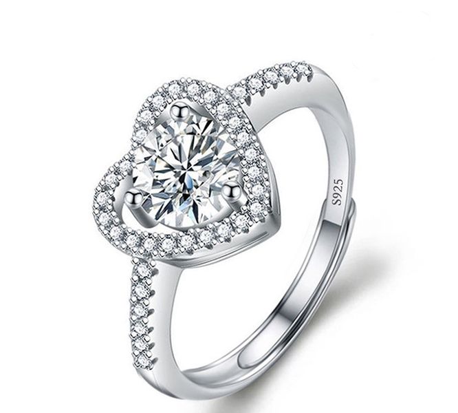 Rings Wedding Moissanite 1Carat Zircon Adjustable Diamond Ring -X