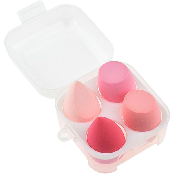 4pcs Pink Sunset Makeup Sponges With Storage Case