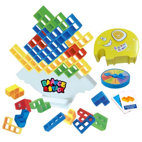 64pcs Tetra Tower Balance Stacking Blocks Game Board Toy for Kids Adults