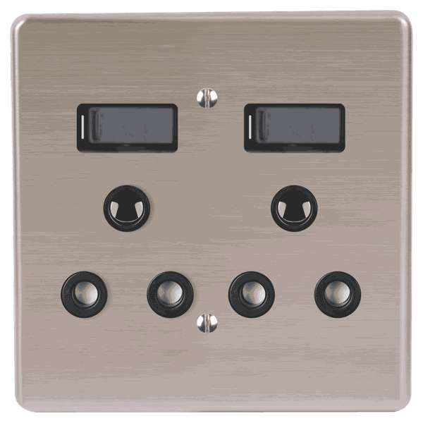 Lesco Stainless Steel Double Socket Plug with Black Finish