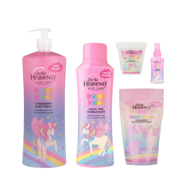 5 Pieces Oh So Heavenly Kids Unicorn Wishes Bath Set