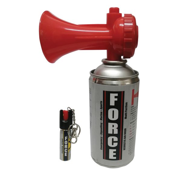 Force Combination Pack - 250ml Air Horn plus 25ml Pepper Spray Keyring