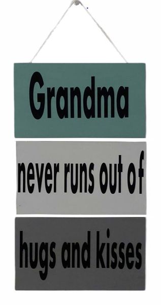 Wooden Wall Hanging - 3 Tier - Green, White &amp; Grey