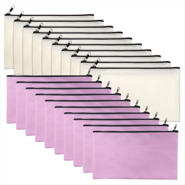50 Pcs Canvas Zipper Pouch Cosmetic Bags