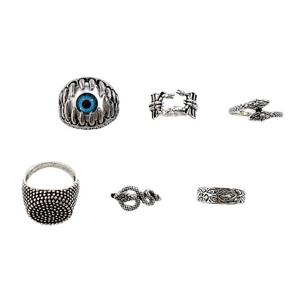 Men's Stainless-Steel Dragon Claw Evil Devil Skull Eyeball Rings
