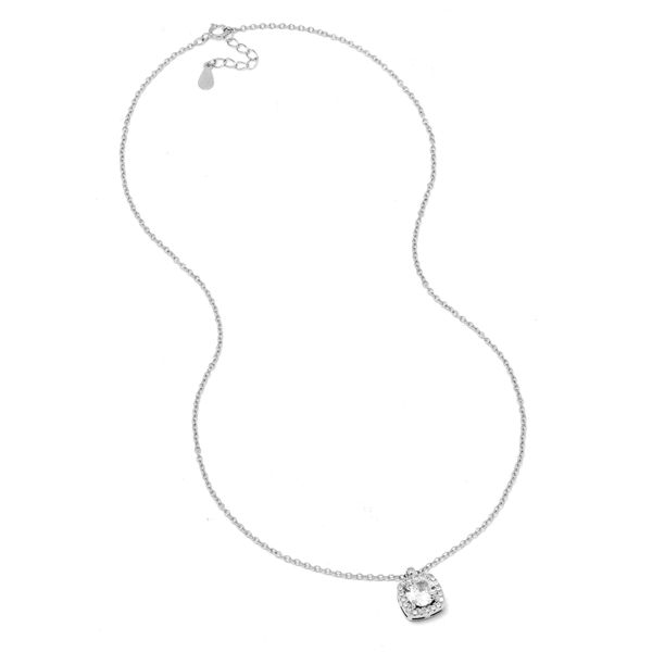 Silverbird 925 Sterling Silver Cubic Zirconia Halo Necklace