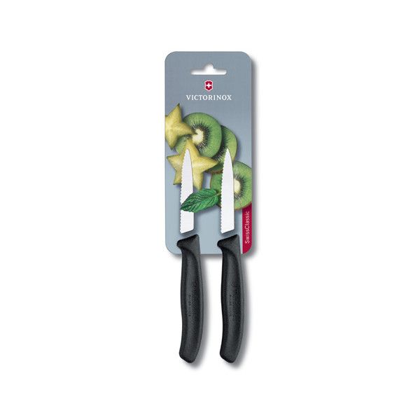 Victorinox Paring Knife Serrated 8cm Black 2Pce