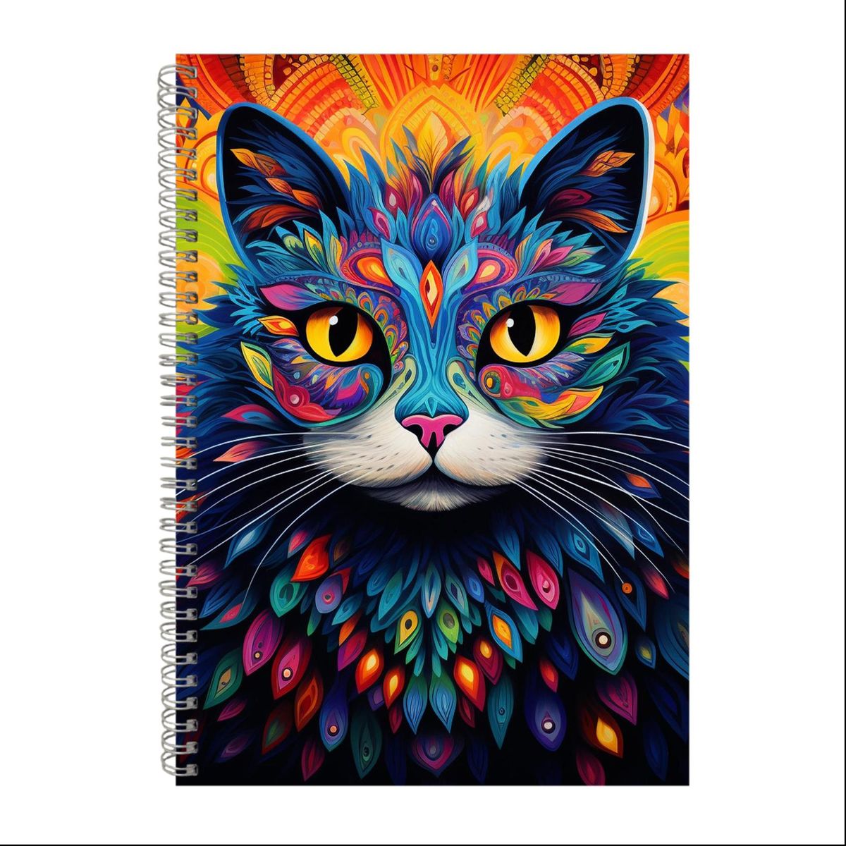 CAT ON COLORFUL MANDALA BACKGROUND 4 Gift Idea A4 Notepad 226 | Shop ...