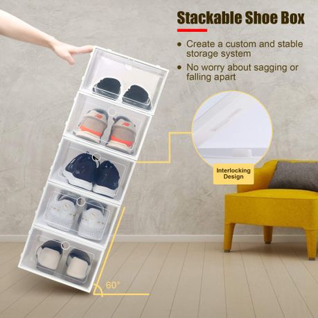 Interlocking shoe clearance storage boxes