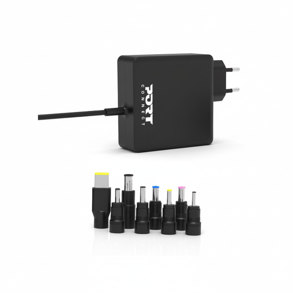 Port 65W Universal Notebook Adapter with Multiple Tips for Laptops