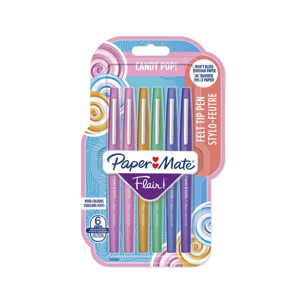 PAPER MATE Flair Candy Pop Medium 0.7mm 6 Assorted Markers