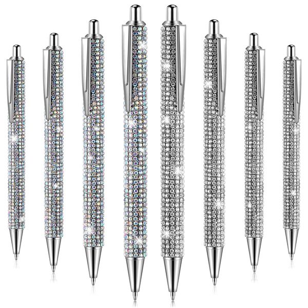 8Pcs Cute Pen Bling Diamond Pens Christmas Rhinestones Gift B